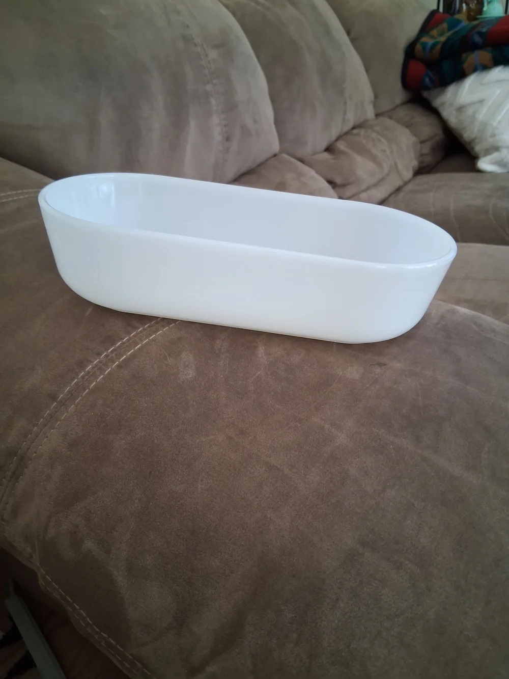 Vintage Anchor Hocking Fire-King Milk-White Oval Baking Dessert Dish